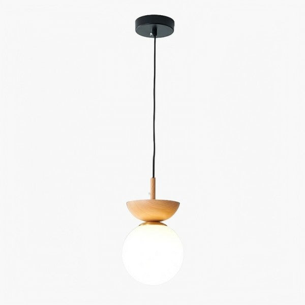 Scandinavian Half-Wood Pendant Light | Nordic Style Lighting