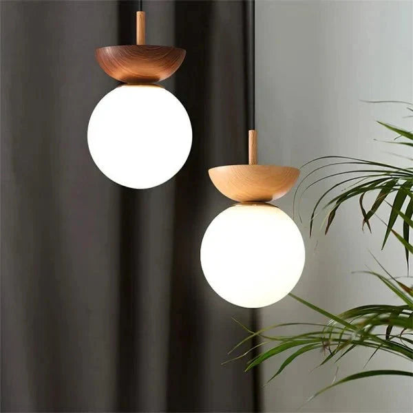 Scandinavian Half-Wood Pendant Light | Nordic Style Lighting