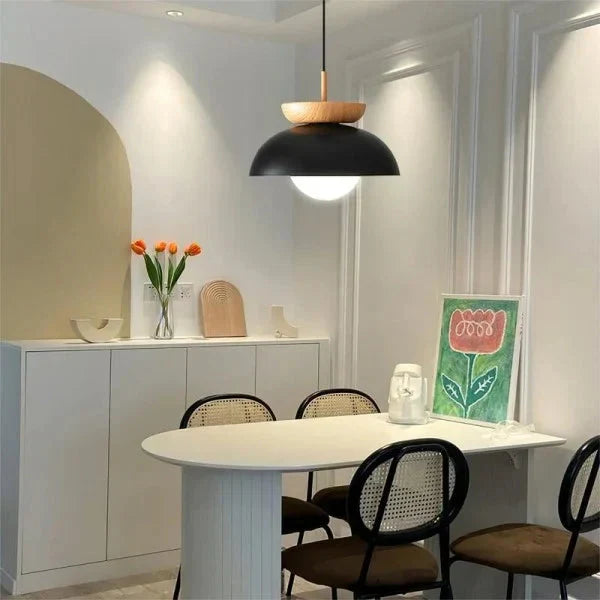 Scandinavian Half-Wood Pendant Light | Nordic Style Lighting