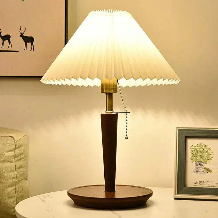 Rustic Pleated Wood Table Lamp