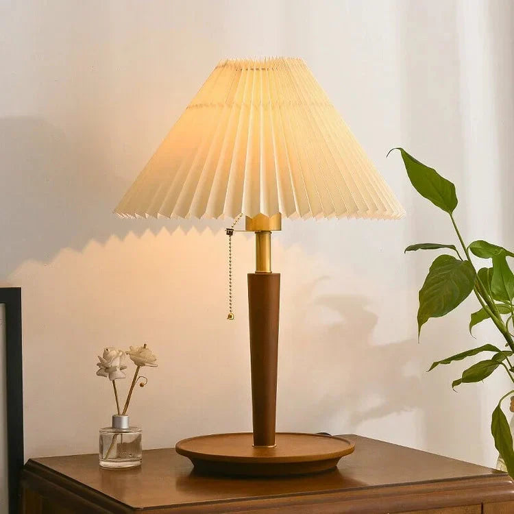 Rustic Pleated Wood Table Lamp