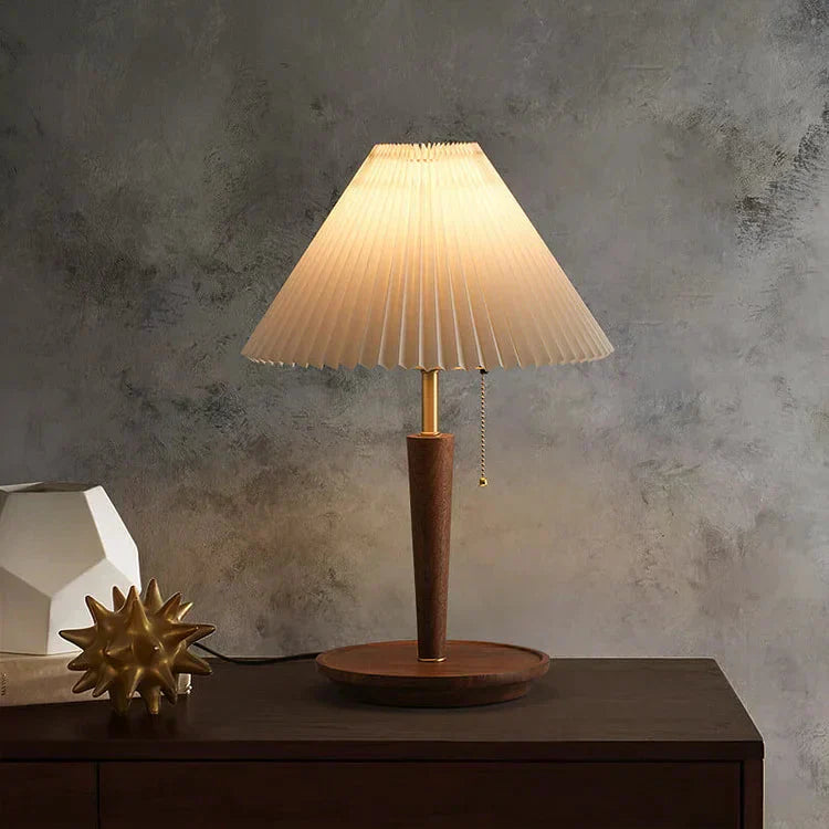 Rustic Pleated Wood Table Lamp