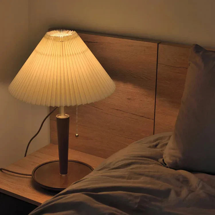 Rustic Pleated Wood Table Lamp