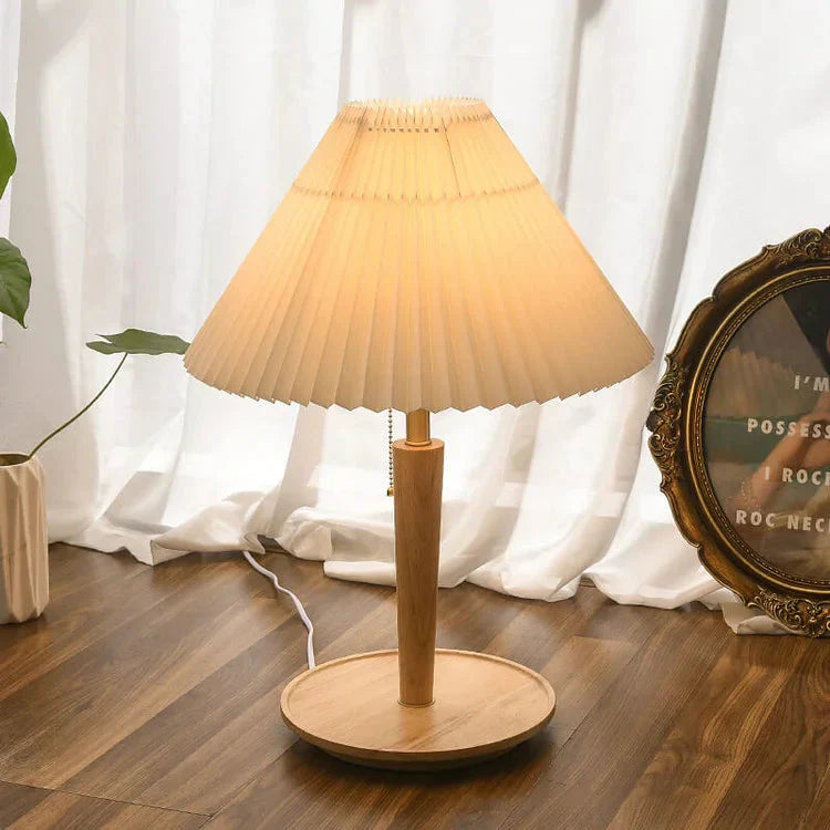 Rustic Pleated Wood Table Lamp