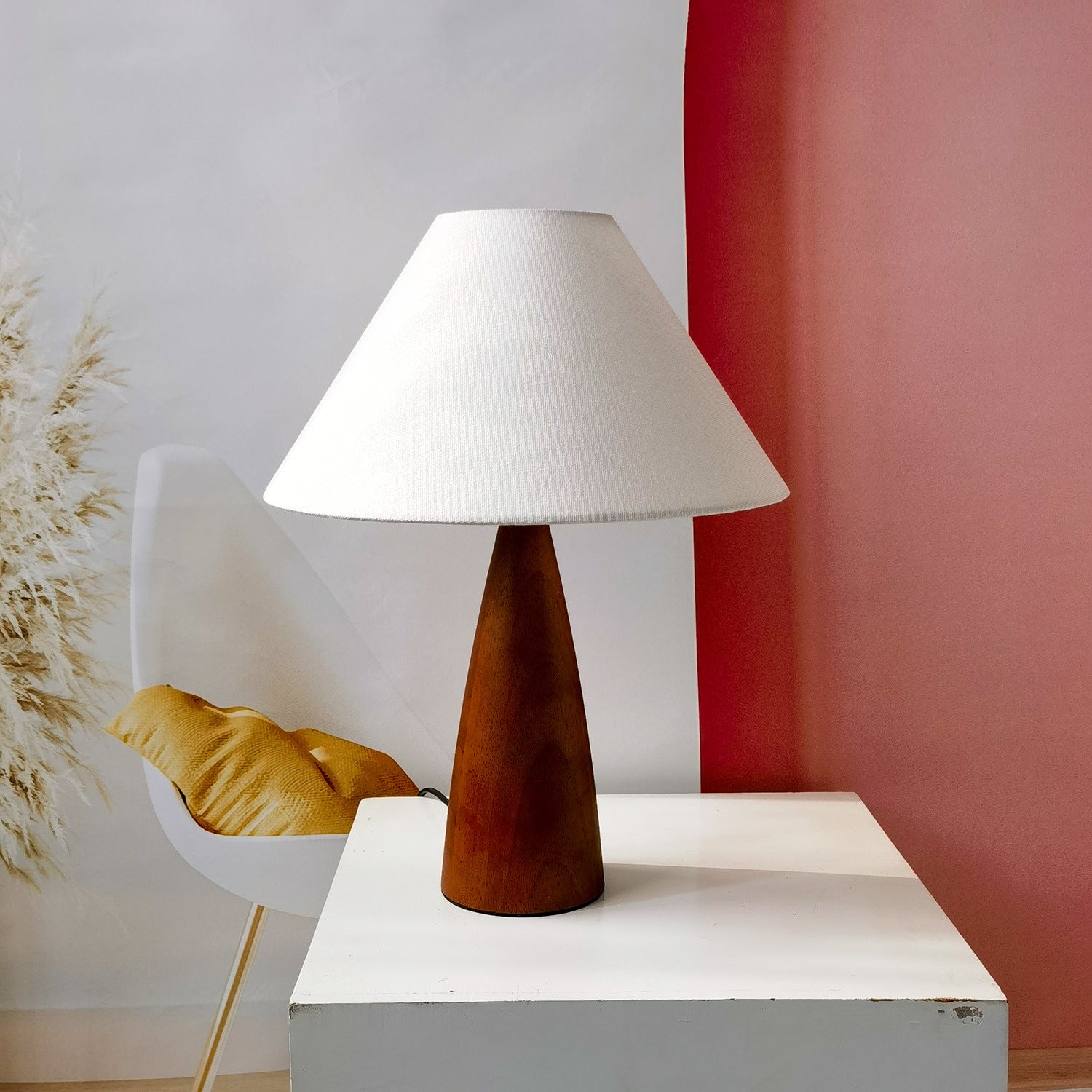 Scandinavian Mid-Century Style Wooden Table Lamp