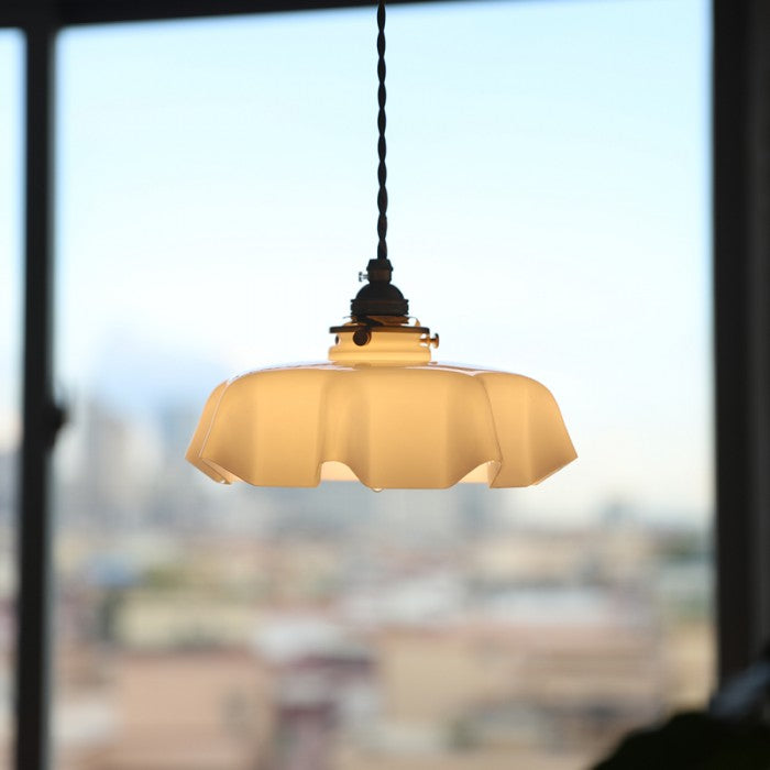 Cream Flower Pendant Light | Vintage Glass Shade