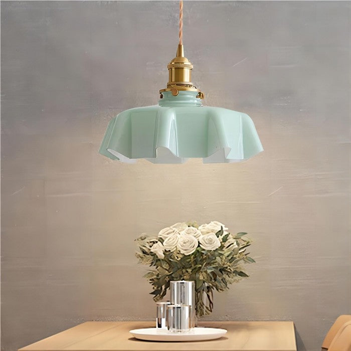Cream Flower Pendant Light | Vintage Glass Shade