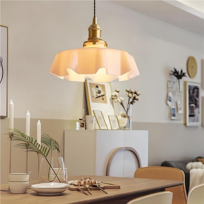 Cream Flower Pendant Light | Vintage Glass Shade