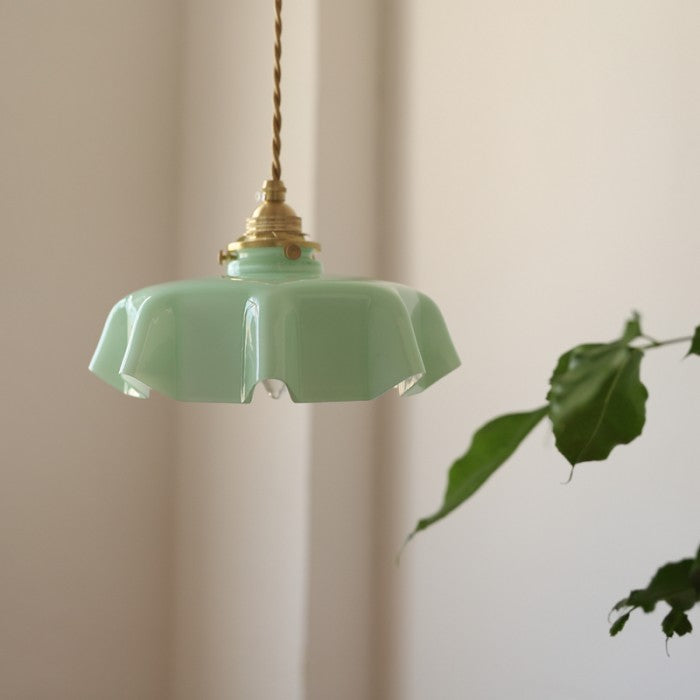 Cream Flower Pendant Light | Vintage Glass Shade