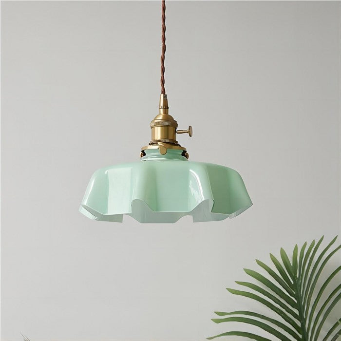 Cream Flower Pendant Light | Vintage Glass Shade