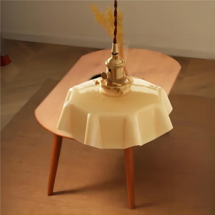 Cream Flower Pendant Light | Vintage Glass Shade