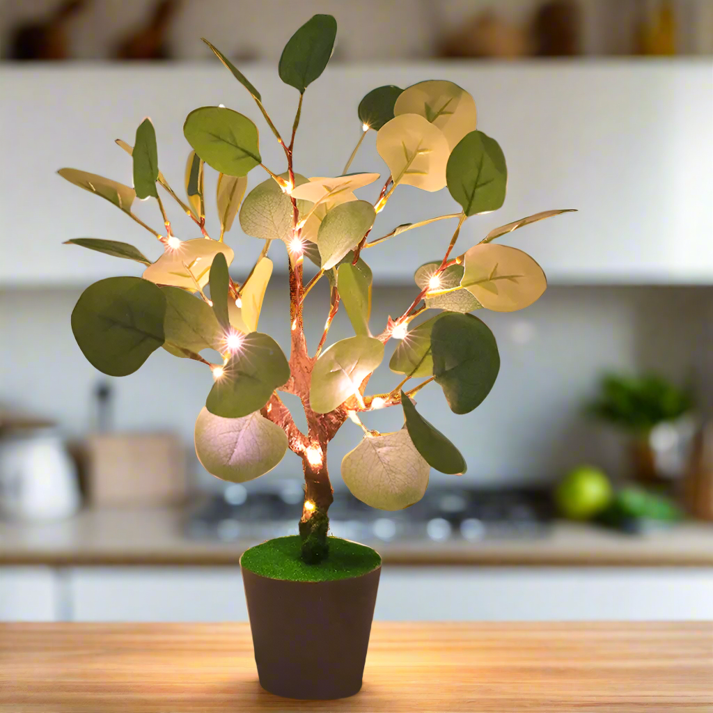 Lighted Eucalyptus Table Lamp Tree | USB Powered Christmas Lighting