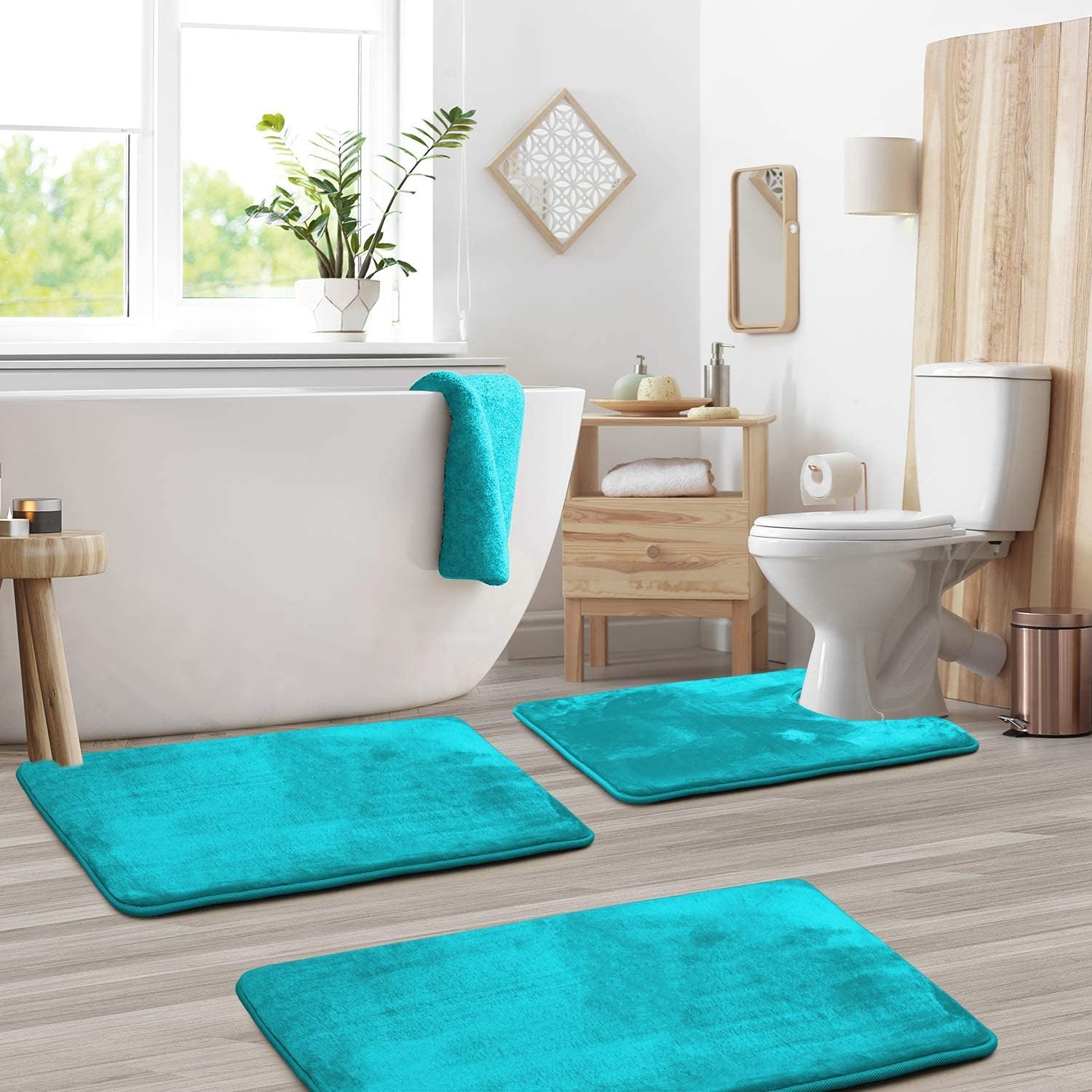 Ultra Soft Velvet Memory Foam Bath Mat Set – 3PCS Luxury Bathroom Rugs - Atelier Dubois Paris