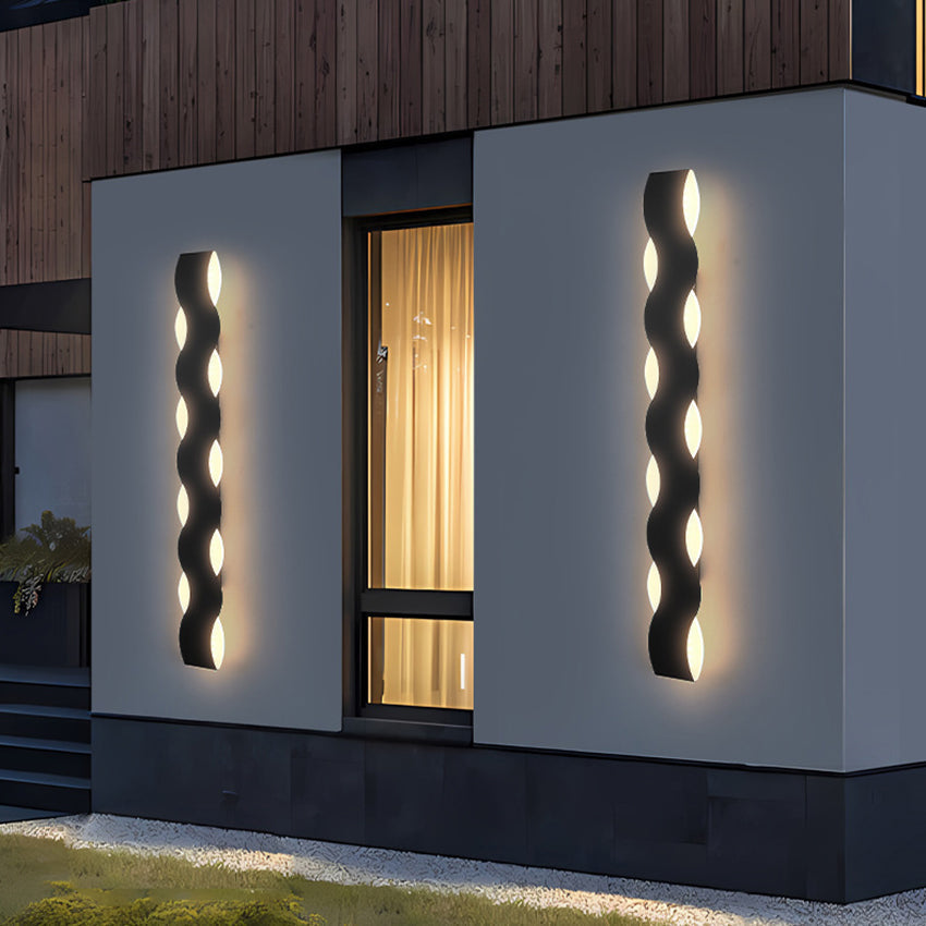 Wave-Patterned Outdoor Wall Light | Wall Mounted Fixture