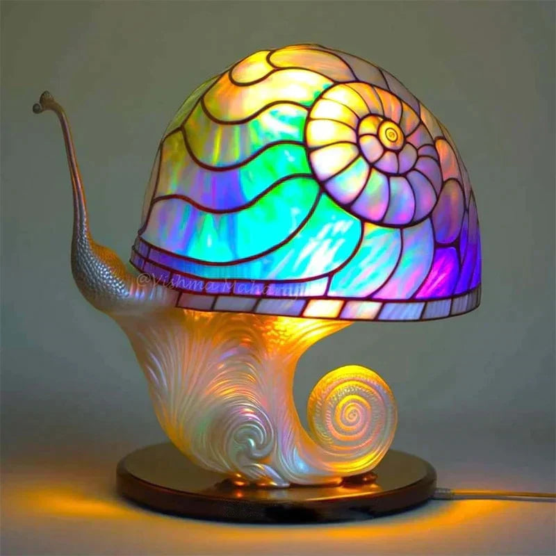 Stained Glass Mushroom Table Lamp | Painted Plant Lamp