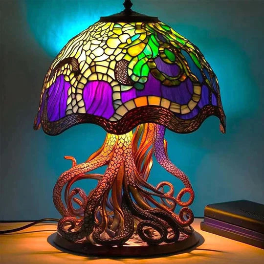Stained Glass Mushroom Table Lamp | Painted Plant Lamp