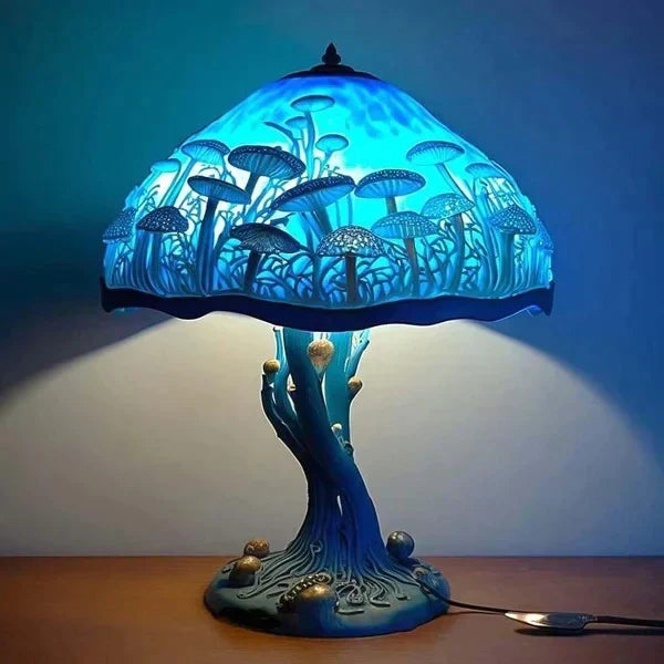 Stained Glass Mushroom Table Lamp | Painted Plant Lamp