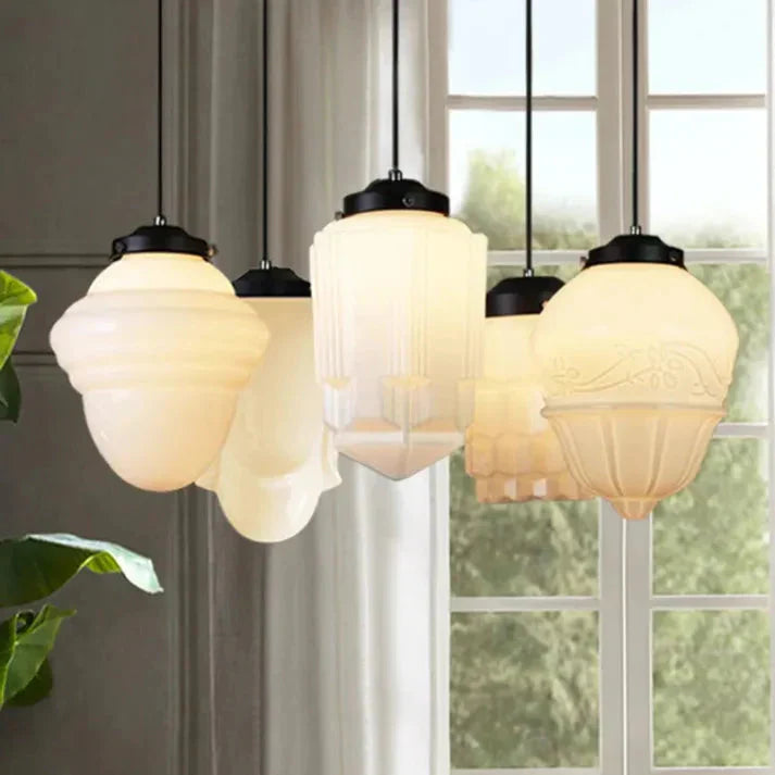 Geometric Pendant Lamp | Frosted White Glass Shade