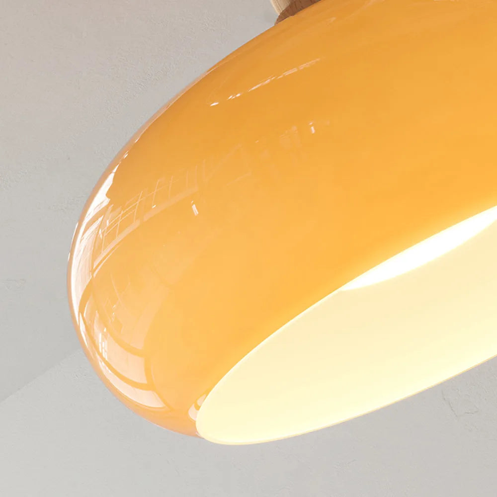 Modern Wood and Glass Flush Mount Ceiling Light