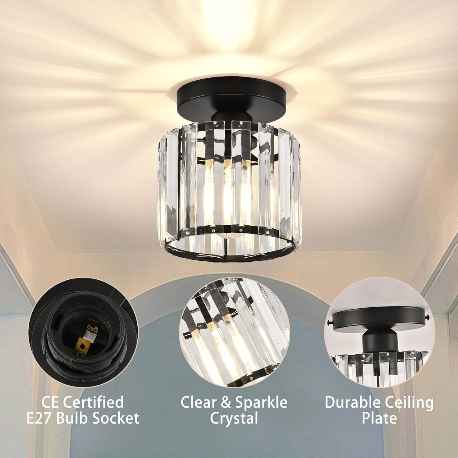 Modern Flush Mount Ceiling Light – 1-Light Hallway Fixture
