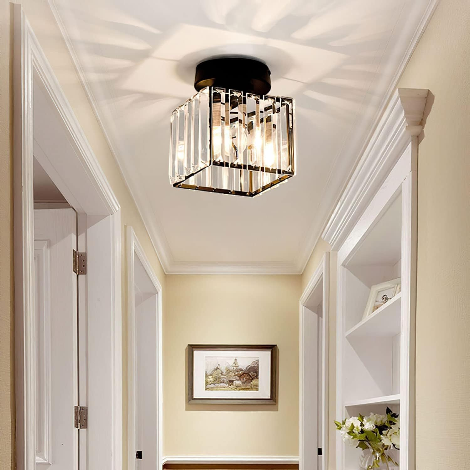 Modern Flush Mount Ceiling Light – 1-Light Hallway Fixture