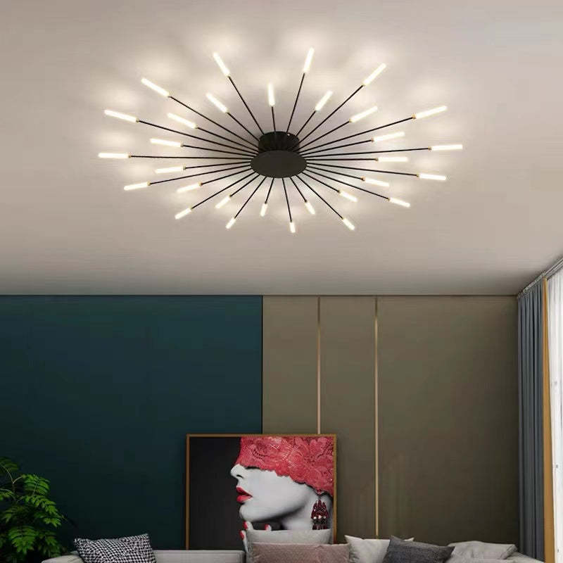 Fireworks Flush-Mount Ceiling Light – Black & Gold Modern Fixture