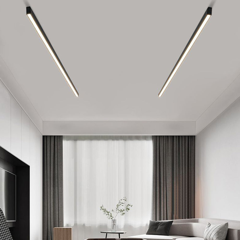 Black Linear LED Ceiling Light – Modern Minimalist Strip Lamp