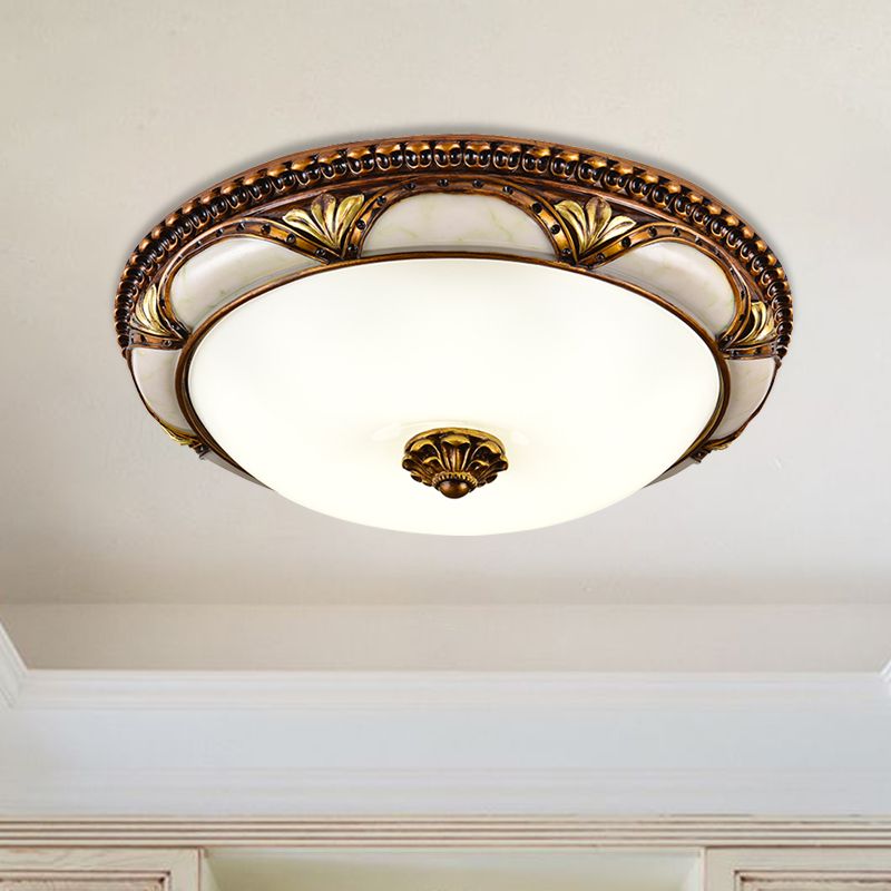 Retro Flush Mount Ceiling Light – Antique-Inspired Brass Finish