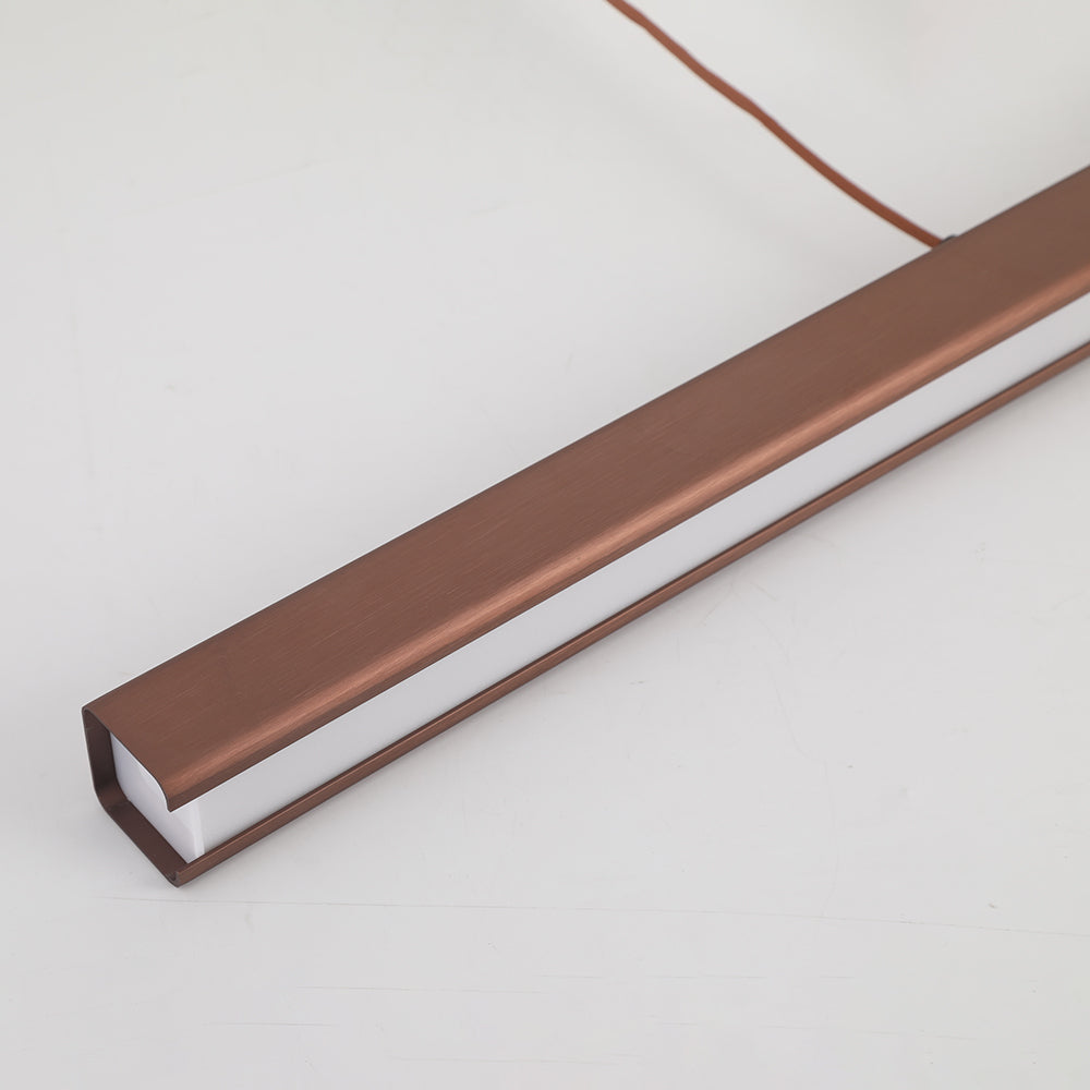 Contemporary Linear Metal Pendant Light – Black/Brown LED Ceiling Lamp