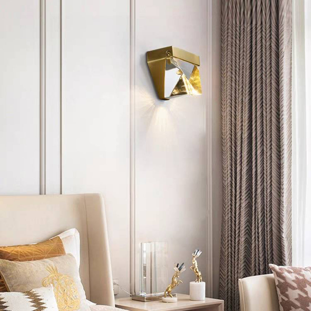 Diamond Shaped Outdoor Wall Lamp – Metal with Crystal Sconce