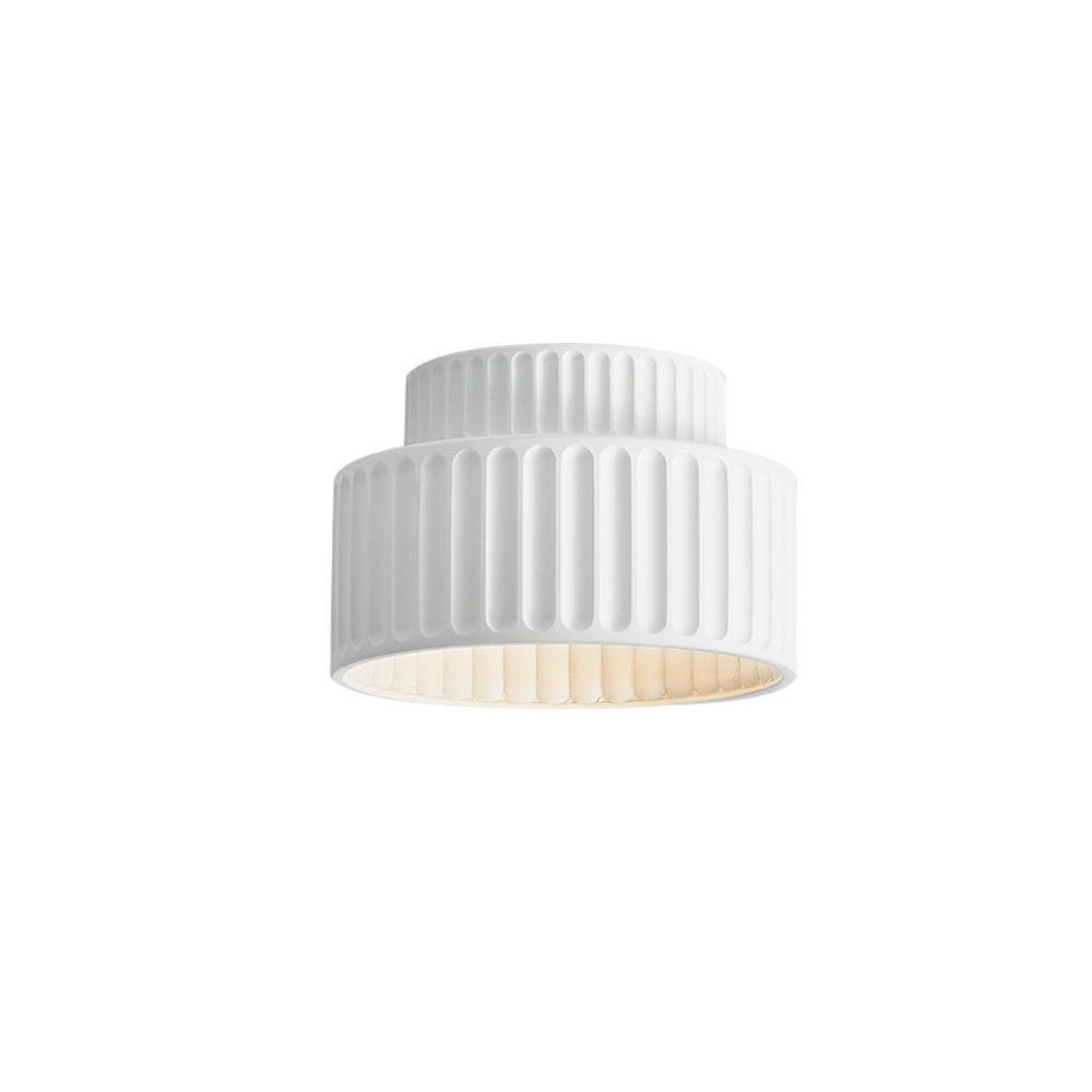 Cream Fabric Drum Ceiling Lamp - Vintage Semi-Flush Mount Fixture