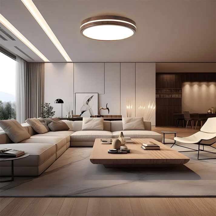 Round Wooden Ceiling Light | Tri-colour Ceiling Lamp