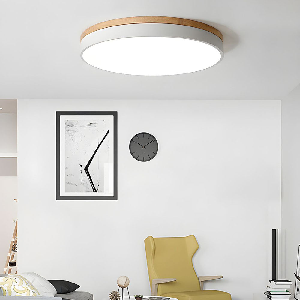 Stylish Wood Ceiling Light with Recessed LED Illumination