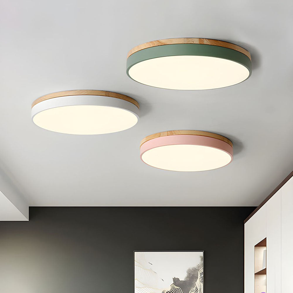 Stylish Wood Ceiling Light with Recessed LED Illumination