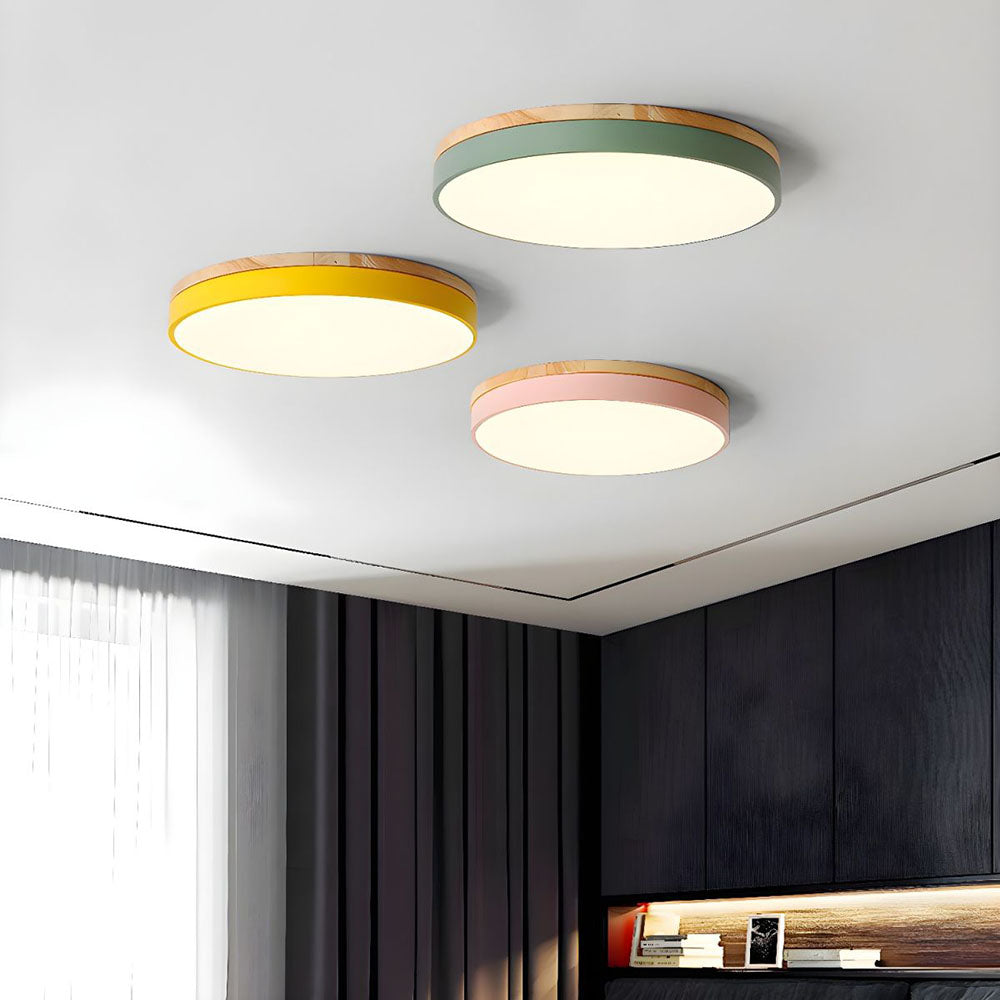 Stylish Wood Ceiling Light with Recessed LED Illumination