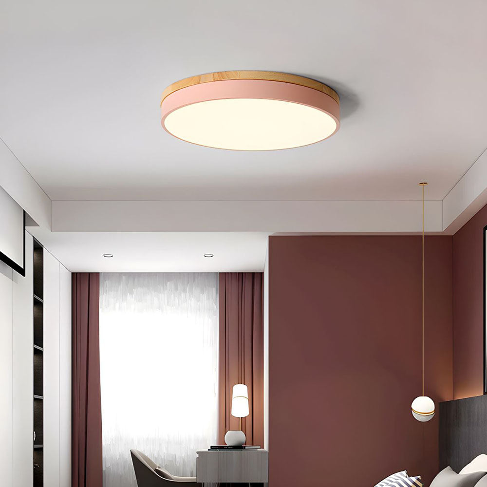 Stylish Wood Ceiling Light with Recessed LED Illumination