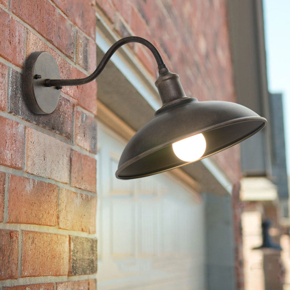 Weather-Resistant Outdoor Bowl Light with Rustic Brass Finish