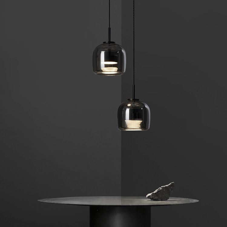 Modern Glass and Metal Pendant Light – Adjustable Chain Ceiling Fixture
