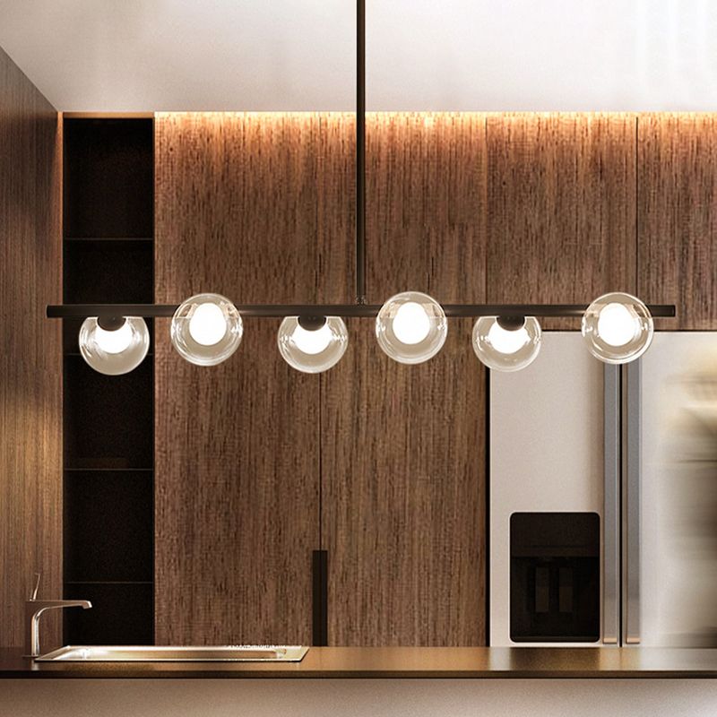 Nordic Linear Pendant Light – Bubble Glass Shades, Modern Design