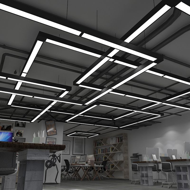 Rectangular LED Pendant Lamp – Sleek Minimalist Black Light