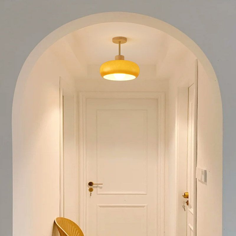 Modern Wood and Glass Flush Mount Ceiling Light