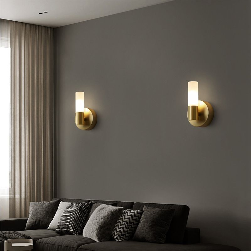 Cylindrical LED Wall Sconce – Sleek Gold Metal Fixture