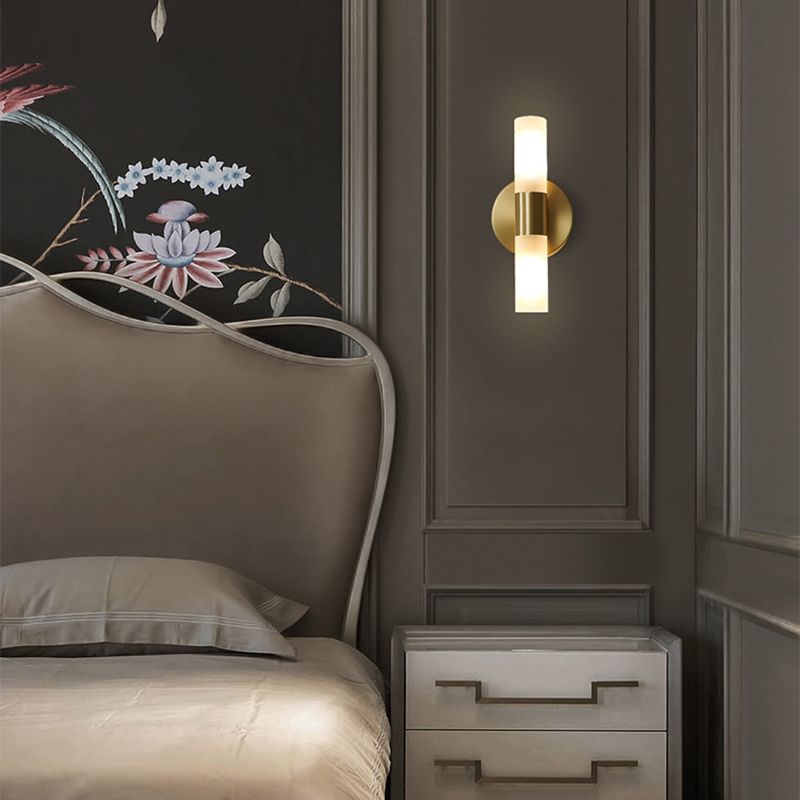 Cylindrical LED Wall Sconce – Sleek Gold Metal Fixture