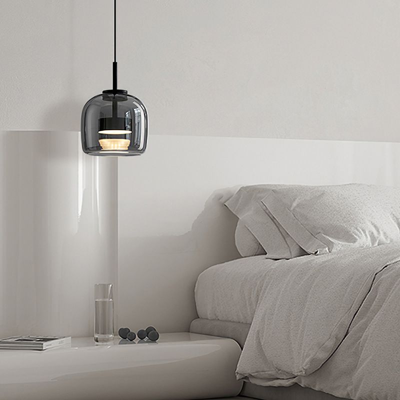 Modern Glass and Metal Pendant Light – Adjustable Chain Ceiling Fixture