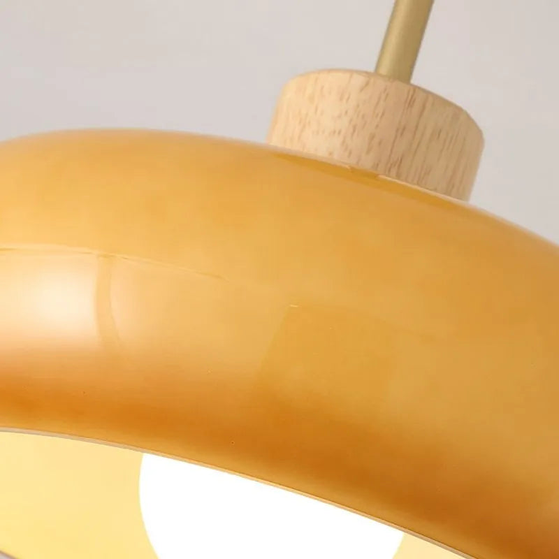 Modern Wood and Glass Flush Mount Ceiling Light