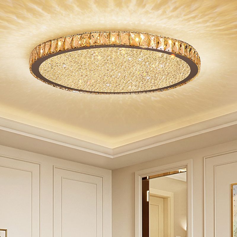 Modern Crystal Ceiling Light – Flush Mount Fixture with Sparkling Crystals