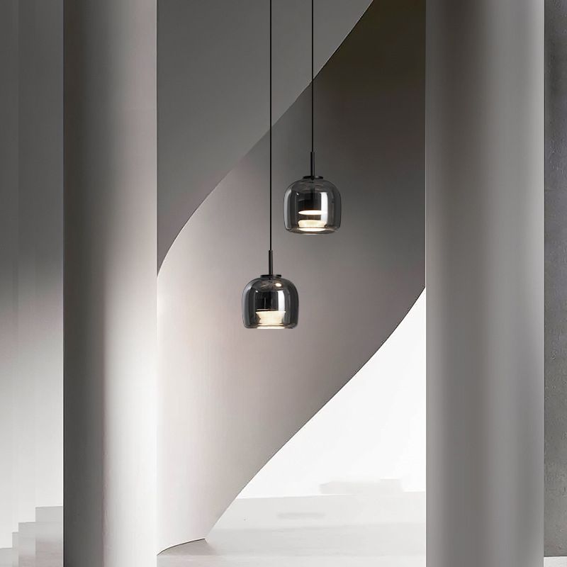 Modern Glass and Metal Pendant Light – Adjustable Chain Ceiling Fixture
