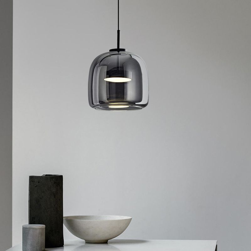 Modern Glass and Metal Pendant Light – Adjustable Chain Ceiling Fixture