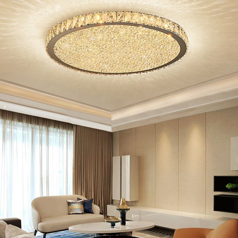 Modern Crystal Ceiling Light – Flush Mount Fixture with Sparkling Crystals
