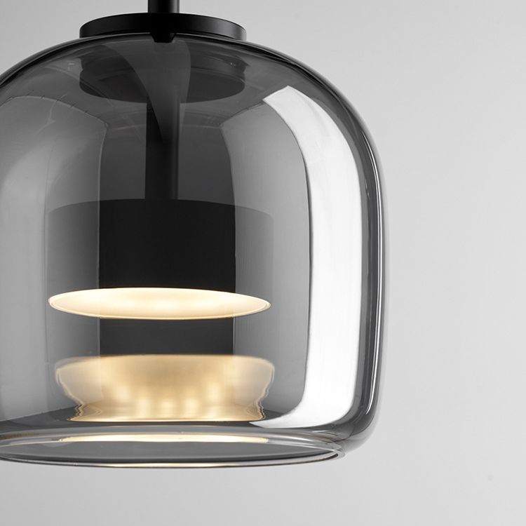 Modern Glass and Metal Pendant Light – Adjustable Chain Ceiling Fixture